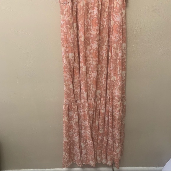 ASTR The Label Smocked Floral Maxi Dress Pink Tan Size XL - Picture 7 of 9